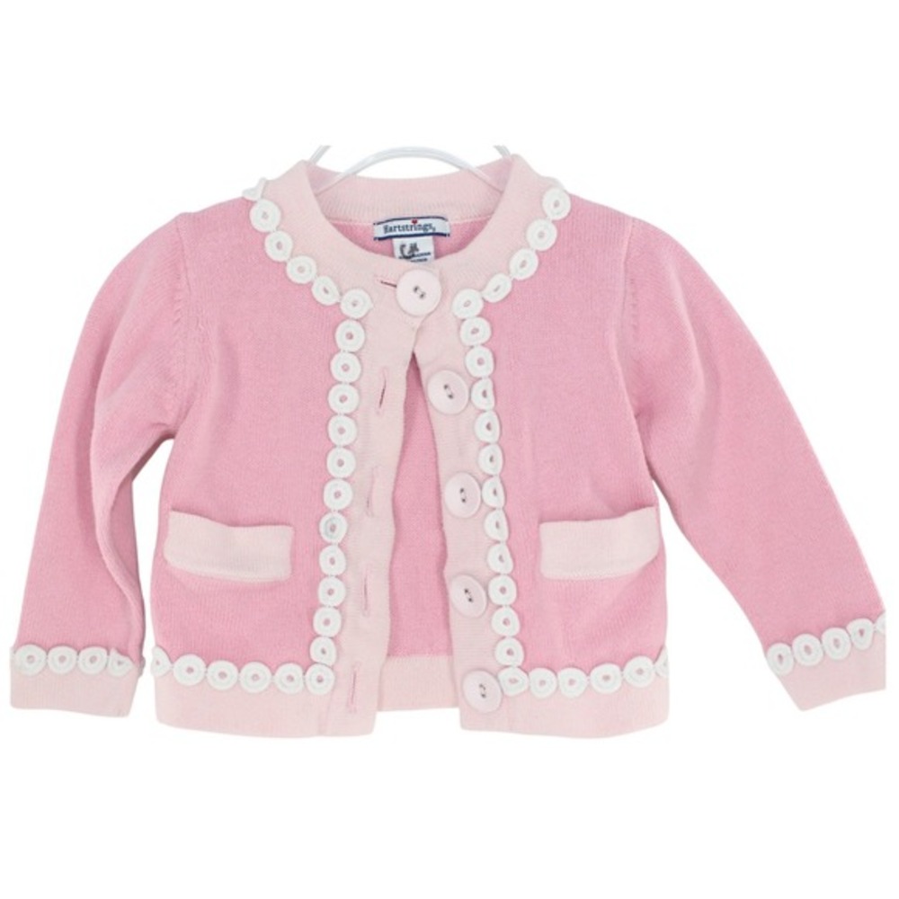 Hartstrings Cardigan Sweater Crochet‎ Trim 2T Pink